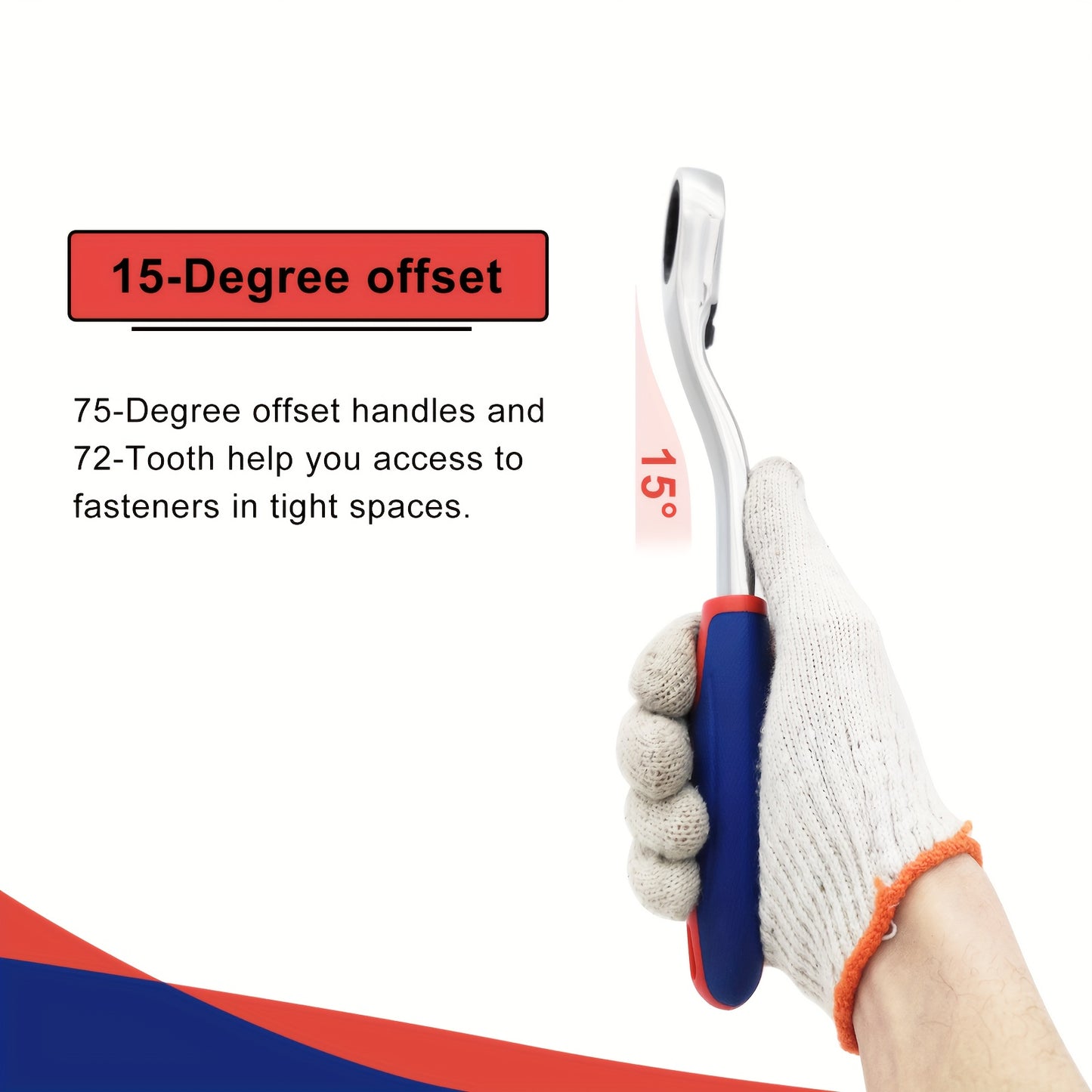 [Ratcheting Wrench Set] 9pcs 72-Tooth Reversible Soft Grip Ratcheting Wrench Set | Combination Wrench Set, Offset Box Wrench with Organizer Box, 8-22mm, Metric, 15-Degree, Cr-V Steel for Automobile, Car, Motorcycle, Bicycle,