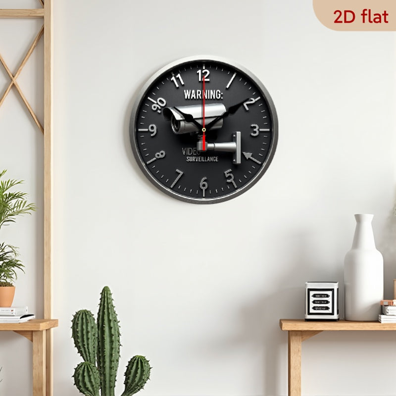Single Piece 9.8-Inch Modern Minimalist Silent Non-Ticking Wooden Wall Clock with Built-In Security Camera - 24-Hour Monitoring, Battery-Powered (AA Batteries Not Included) - Home/Office/Studio Decor, Easy-to-Read Face & Hand