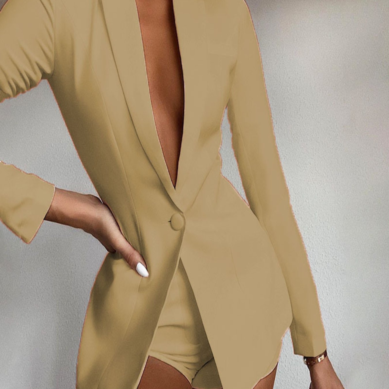 Women'S Elegant Two-Piece Set - Mustard-Yellow Pantsuit, Turn- Collar Long Sleeve Outfit, All-Season Formal & Casual Chic Ensemble for Office, Parties, Casual Attire - European-American Border Style Women'S Clothing, Office A
