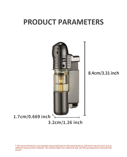 This Is a Windproof Inflatable Lighter Designed with a Creative Transparent Gas Box And a Round Machine, Featuring a Cover And No Butane