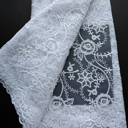 1pc 5yards White African Lace Fabric 2026 New Design French Mesh Embroidered Lace Fabric for Wedding Dresses 4484
