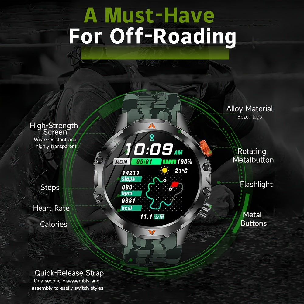 SENBONO Men‘s Smart Watch with 1000mAh Large Battery, 60Days+ Standby Time, 100+ Sports Modes, Wireless Calling, Strong LED Flashlight & Compass, 1.46inch HD Display, 360*360 Resolution, USB Rechargeable, Smart Watch for Me