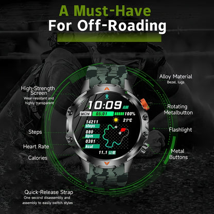 SENBONO Men‘s Smart Watch with 1000mAh Large Battery, 60Days+ Standby Time, 100+ Sports Modes, Wireless Calling, Strong LED Flashlight & Compass, 1.46inch HD Display, 360*360 Resolution, USB Rechargeable, Smart Watch for Me