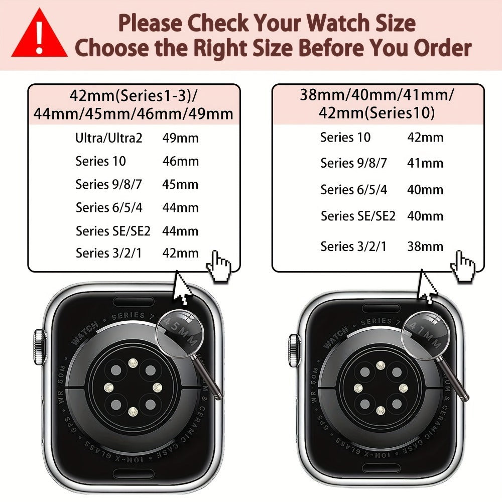 Sparkling Synthetic Zirconia - Embellished Zinc Alloy Apple Watch Strap, Stainless Steel Clasp, Compatible with iWatch 1 - 10, SE, Ultra (38 - 49mm) Excluding the watch and the case, Strap for Smart Watch, Watch Accessories,