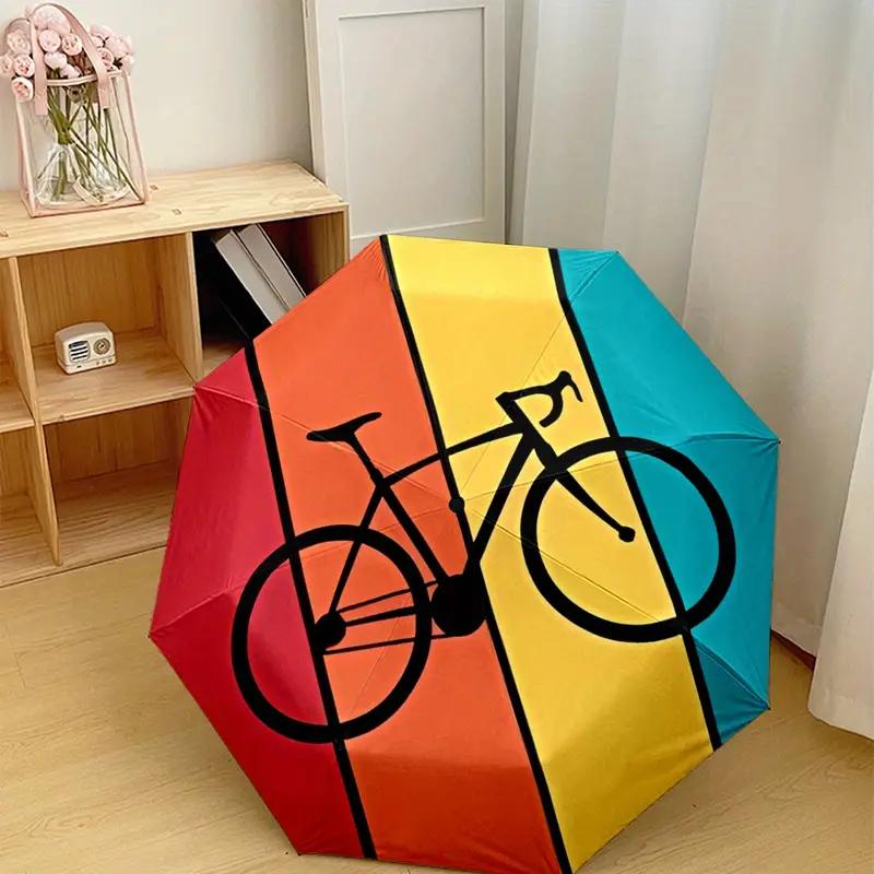 1pc Open/Close /Umbrella - Heavy-Duty 8-Rib Frame, Compact Folding Umbrella with Red/Yellow/Blue/Green Striped Canopy for Outdoor Travel, &  Days - Portable Manual Parasol, Ideal Christmas Gift for s &