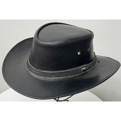 Black Western Style Genuine Cowhide Cowboy Hat – Shapeable Wide Brim for Men & Women