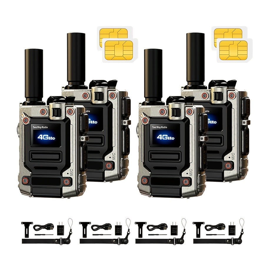 4G LTE Long Range 5000 Miles Handheld Push-to-Talk Two-Way Radio with SIM Card - Unlimited Range, USB Rechargeable, VHF Technology, 4G/3G/2.4G/3G/5G Compatible, Compact Design for Emergency Services, Construction, Events & Ou