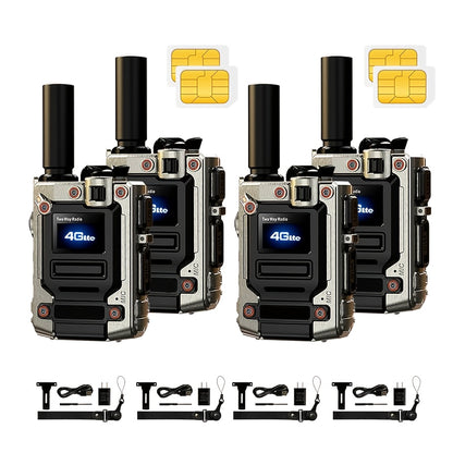 4G LTE Long Range 5000 Miles Handheld Push-to-Talk Two-Way Radio with SIM Card - Unlimited Range, USB Rechargeable, VHF Technology, 4G/3G/2.4G/3G/5G Compatible, Compact Design for Emergency Services, Construction, Events & Ou