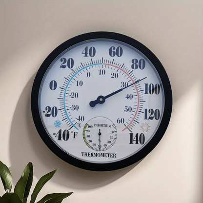 1pc 25cm Dual-Panel Thermometer with Black Frame - Accurate Temperature & Humidity Measurement, Stylish American Design, Durable Acrylic, Ideal for Home, Office, and Indoor Use, Office Decor | Modern Wall Clock | Durable Acry