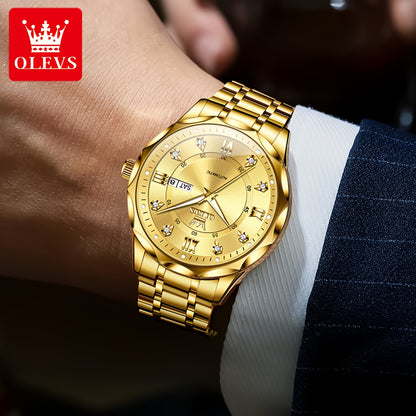 OLEVS Luminous Stainless Steel Automatic Mechanical Watches for Men Brand New Luxury Original Business Golden Men's Wrist Watches Classic Trend Best Selling High Quality Men's Watches,  Classic Design, Premium Materials, Gift
