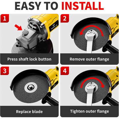 20V Cordless Grinder & Polisher Machine - Heavy-Duty Brushless Motor 9000RPM, Electric Brake, 15pcs Accessory Kit with Grinding/Polishing Pads & Wheel System, 4000mAh Battery- (Battery/AC) for Metalworking, Concrete, Renovati