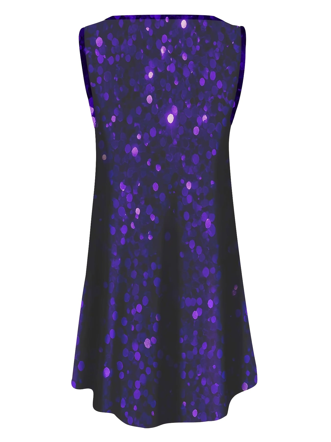 Purple Sequin Sleeveless Dress with Polka Dot Pattern for Party And Evening Events
