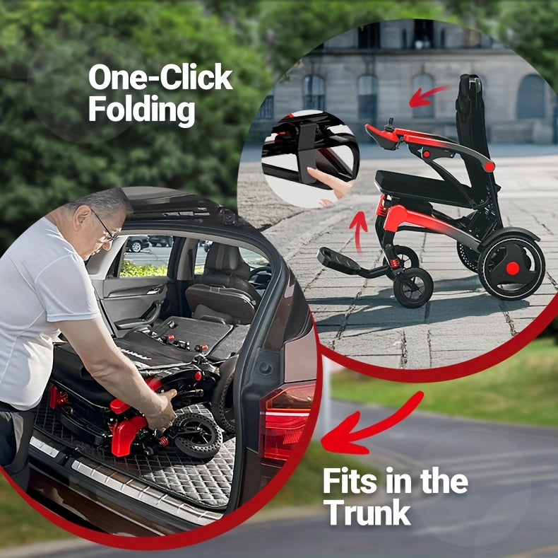 Ultra-lightweight Adult Electric Wheelchair, Only 39 Lbs, All-terrain Design, 18-mile Range, Foldable, Airline-approved Travel-ready with Long-range Battery, Perfect for Seniors And Travel.