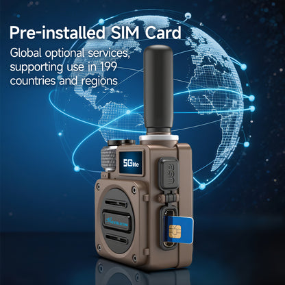 G6S Global POC Walkie-Talkie - Ultra Long Range, 5000+ Miles, Two-Way Radio With SIM Card, Multi-Function Walkie-Talkie, Clear Communication, Aluminum Alloy, Khaki, Great For Outdoor Adventures And Professional Use