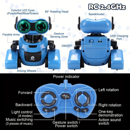 STEM RC Robot with Dance & Music, Smart Interactive Boys & Girls, Blue & Black Kids Dancing Robot,, Ideal Gift for Boys & Girls 3-6 Years Old, Robot Dog, Robot Puppy, Robot Pet, Dog Robot, Robot Jouet, Robotic Dog, Interactiv