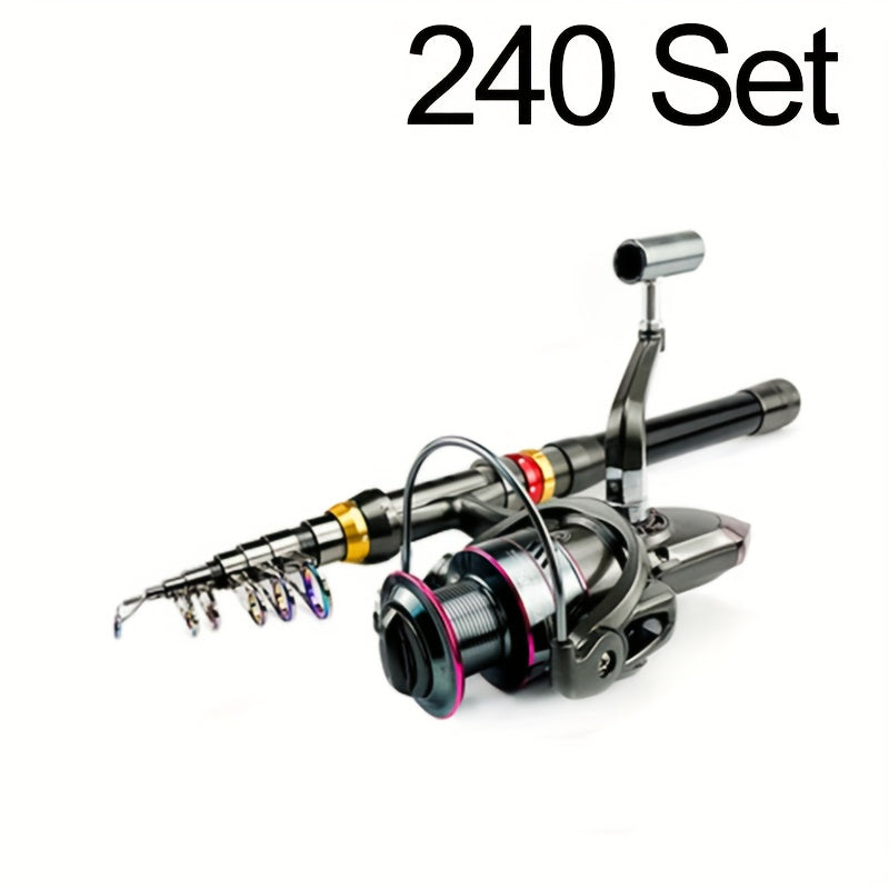 Carbon Fiber GHOTDA New Fishing Rod Combo - Includes 1 Telescopic Rod, 1 Spinning Reel, Foldable Fishing Rod, Suitable for Saltwater & Freshwater Fishing