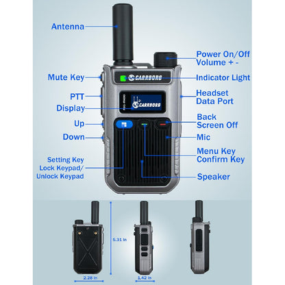 Nationwide Fast Radios Unlimted Range Lifetime Free LTE Walkie Talkies Long Range Two Way Radios Global PoC with SIM Cards(2 Pack), Team Coordination, Longrange Communication, Lightweight Radio, Durable Build, Reliable Commun