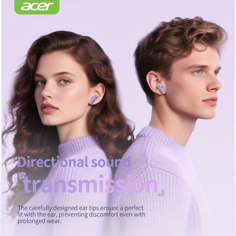 [ACER Official Authentic Product] TWS Wireless Earbuds Deep Bass Stereo Sound Cute Macaron Colors Extra-Long Battery Life In-Ear Design for Sports/Running Low-Latency Gaming Mode Hi-Fi Audio Lightweight Touch Control Stylish