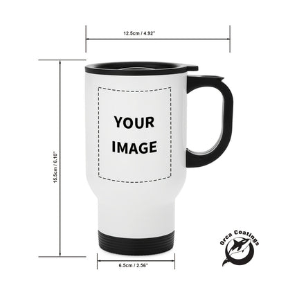 Personalized 14oz Stainless Steel Insulated Travel Mug with Custom Photo/Text - Double-Wall Vacuum Coffee Cup, Spill-Proof Lid & Ergonomic Handle, Car Cup Holder Compatible, Ideal Gift for Friends, Family, Colleagues, Couples