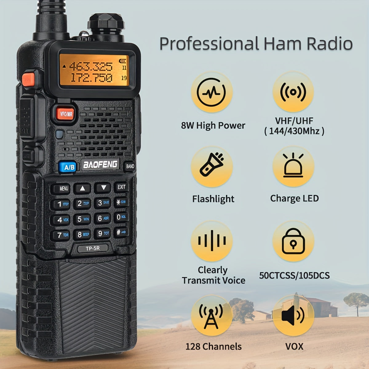 BAOFENG 8W Max Power Ham Radio Long Range Dual Band VHF UHF Handheld High Power 3800Mah Rechargeable Walkie Talkies Handheld Two Way Radio with High Gain Long Antenna, Programming Cable, Speaker Mic And Earpiece Full Kit, 2Pa