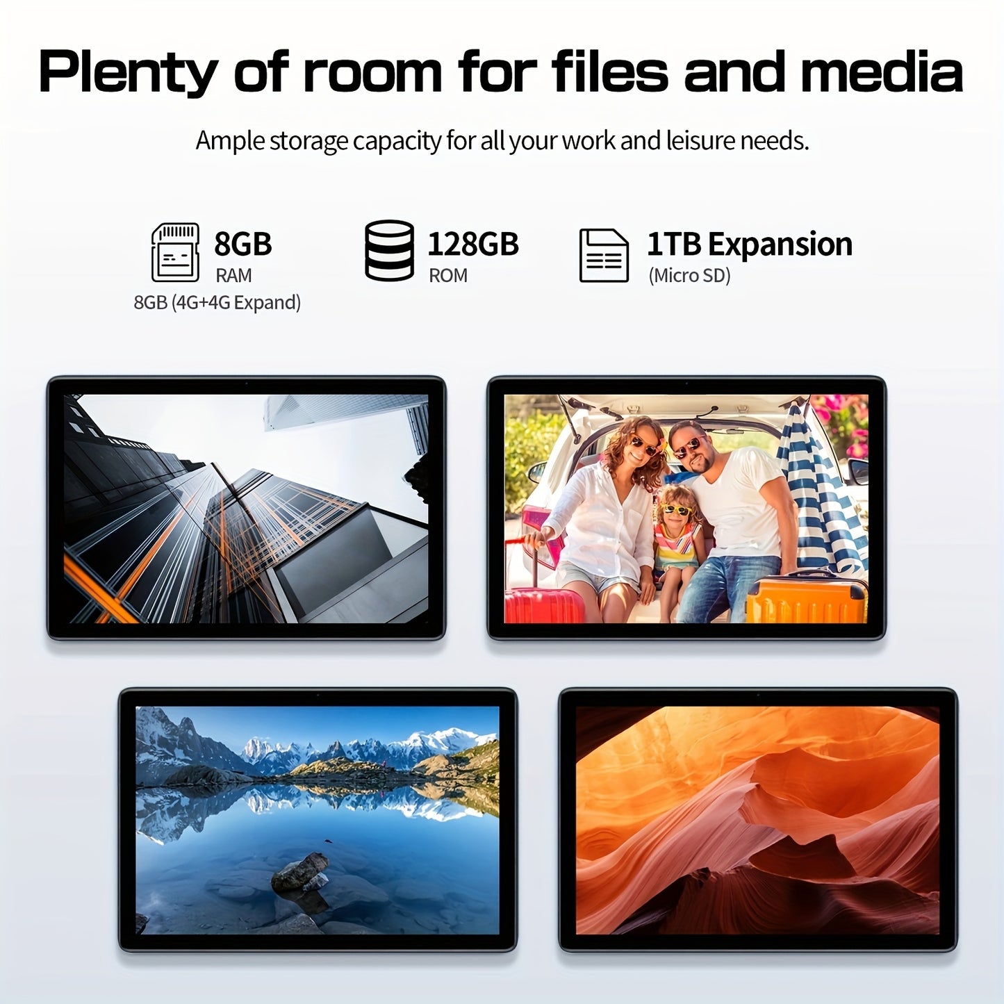 PRITOM Tablet 10.1-inch Android 14 operating system Tableta, 2-in-1 tablet with keyboard, mouse, protective case, stylus, 128GB ROM+(4GB+4GB expansion) RAM, 8MP dual camera, 8-core processor, 8000mAh battery, 1280 * 800IPS hi