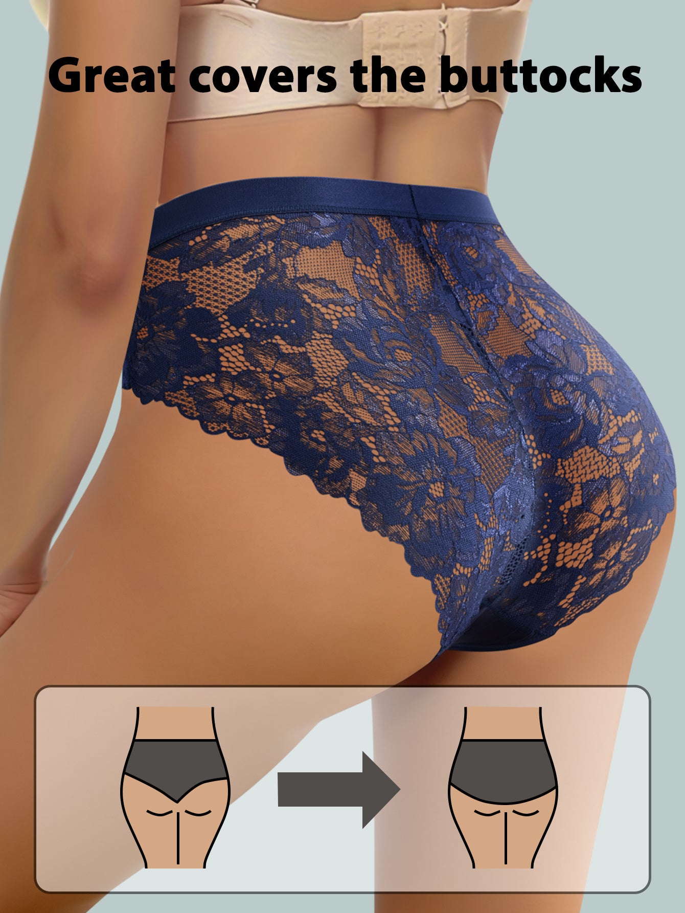 5pcs QUASTI Women'S Solid Color Lace Edge Panties | Simple and Fashionable, Comfortable and Soft, Elegant Style, Semi-Transparent Triangle Design, Suitable for Couple Dates and Everyday Outings