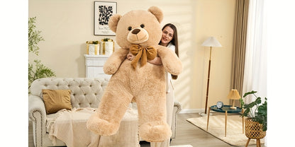 Tezituor Giant Teddy Bear 5 Feet, Soft 59" Big Bear Stuffed Animal Life Size Plush Bear Toy Valentine'S Christmas Birthday Gift For Girlfriend Kids, Brown