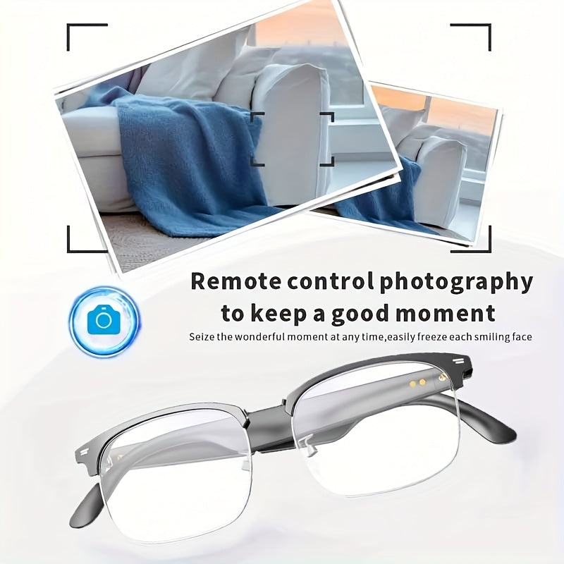 AI Smart Glasses with 160+ Language Real-Time Translation, Chat GPT System, Built-in Mic & Speaker, HD Voice Calls & Music Playback, Smart Glasses with Camera & Voice Assistant for Men & Women, USB-Powered, Compatible with Sm