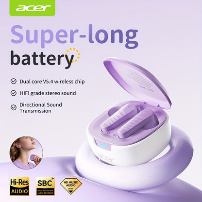 [ACER Official Authentic Product] TWS Wireless Earbuds Deep Bass Stereo Sound Cute Macaron Colors Extra-Long Battery Life In-Ear Design for Sports/Running Low-Latency Gaming Mode Hi-Fi Audio Lightweight Touch Control Stylish