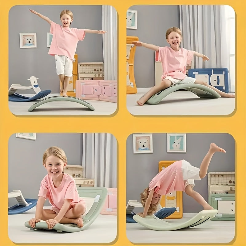 Multi-Functional Sensory Balance Board with Switchable Modes - Adjustable Resistance Curved Design for Full-Body Workout & Relaxation, Indoor Play & Relaxation, Durable PE Material, Pink/Green/Blue/Yellow, Balance Board for E