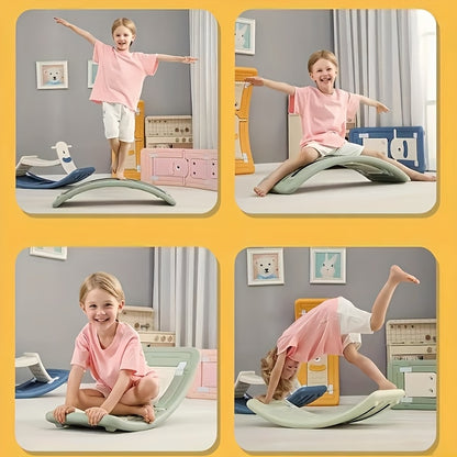 Multi-Functional Sensory Balance Board with Switchable Modes - Adjustable Resistance Curved Design for Full-Body Workout & Relaxation, Indoor Play & Relaxation, Durable PE Material, Pink/Green/Blue/Yellow, Balance Board for E