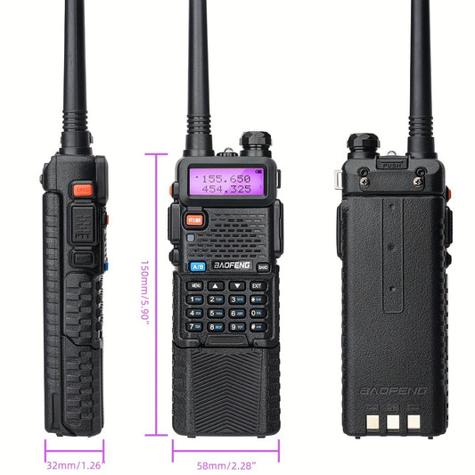 Baofeng 8W High Power Amateur Radio Full Set - Dual Band VHF/UHF Walkie Talkie with 3800mAh, AR-771 High Gain Antenna & Headphone System, Long Range Two-Way Radio for Ham Operators,, Emergency, ()