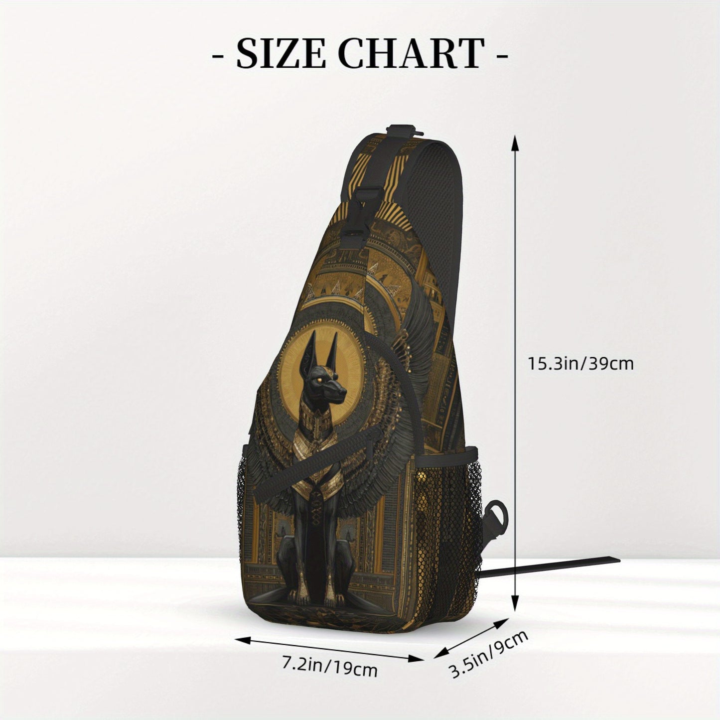 Men'S Egyptian Mythology Anubis God Print Chest Sling Bag - Active Lifestyle Crossbody Pack with Adjustable Strap, Zipper Closure & 2D Flat Printing - Lightweight Durable Design for Cycling, Travel, Everyday Use - Stylish Gif
