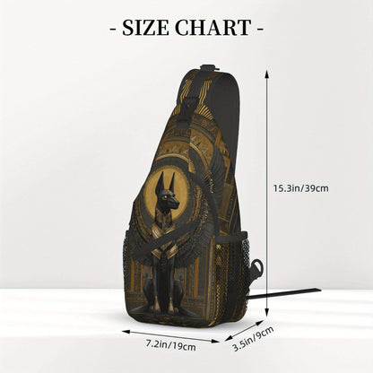Men'S Egyptian Mythology Anubis God Print Chest Sling Bag - Active Lifestyle Crossbody Pack with Adjustable Strap, Zipper Closure & 2D Flat Printing - Lightweight Durable Design for Cycling, Travel, Everyday Use - Stylish Gif