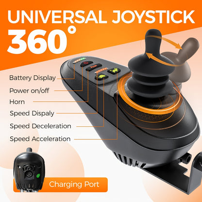 All-Terrain Foldable Smart Chair - 15+ Miles Range, 360° Smart Joystick, Dual Motor Power! for Seniors & Adults