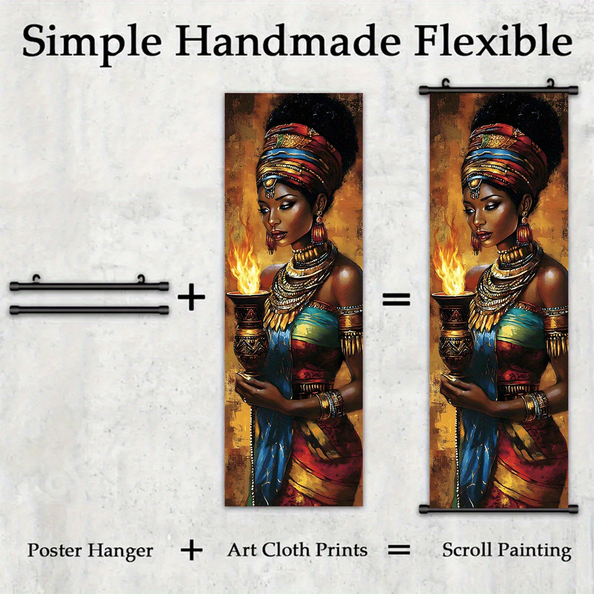 2D Flat, 2D/FLAT - 4pcs Vibrant African Tribal Art Wall Decor Set with Plastic Hooks, Easy to Hang – Perfect for Bedroom, Office, Living Room, Café Wall Decoration in Halloween Style, Halloween Wall Art, Indian Home Decor