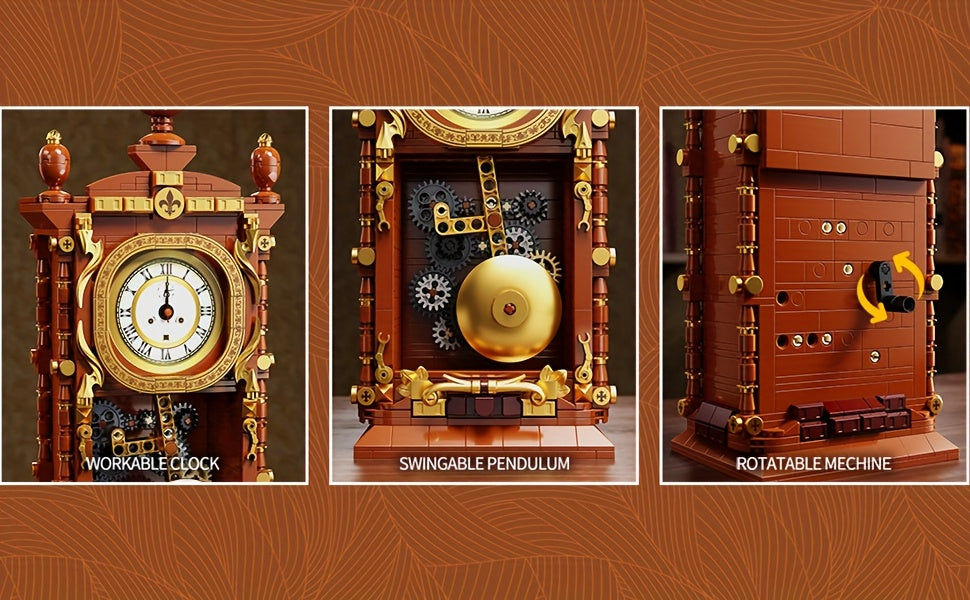 700+pcs Creative Clock Model • Building Blocks Set • Retro Swaying Clock • Alarm Function • Desktop Decor • Gift for Ages 6+