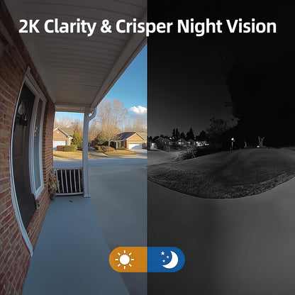 XTU Doorbell Camera Wireless No Subscription, 2K Video Doorbell With Chime, Front Door Camera, 2-way Audio, Instant Alert, Human Detection, 2.4G WiFi, Night Vision, Battery Powered, Apartment/Indoor/Outdoor Security