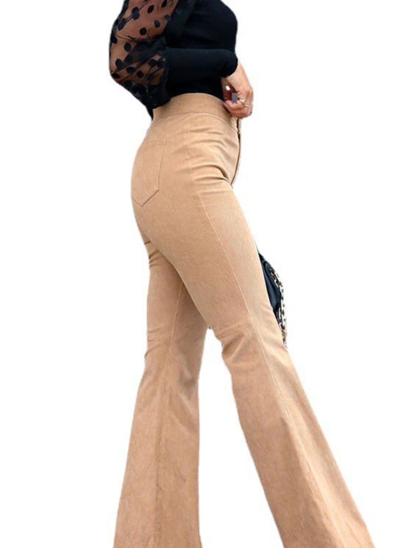 Women'S Flared Casual Pants for Home Wear in Corduroy, Suitable for All Seasons
