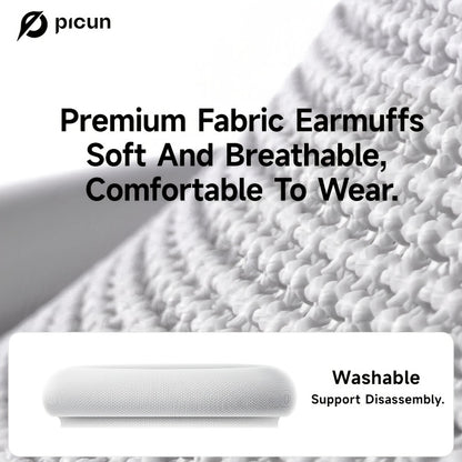 Picun F8Pro Wireless Over-Ear Headphones with 52dB Hybrid ANC, Hi Res Audio, 140H Playtime, Dual Device Pairing, 5 Mic ENC & Detachable Fabric Cushions All Day Comfort for Work & Travel, Picun