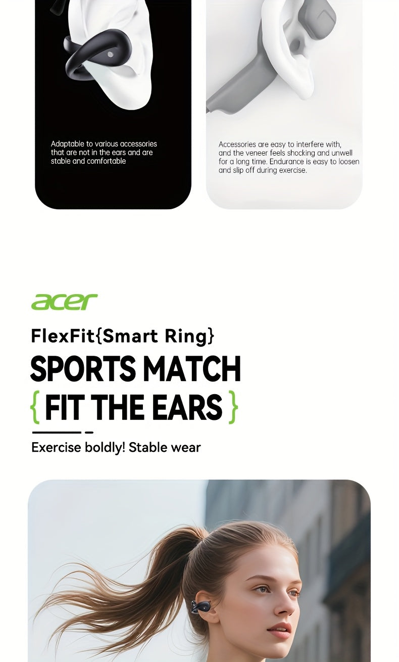 [Acer 2025 New Model]Acer OHR555 TWS Wireless Earphones, Shocking Bass, Call Noise Reduction, Ultra Long Standby, Low-latency Gaming, All-day Comfort, Lightweight Touch, Stylish Appearance, Study/Business/Travel/Sports/Music,