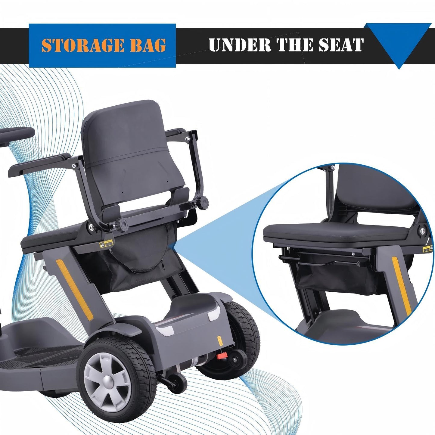 Foldable Mobility Scooter for Adults & Senior, 4 Wheels Powered Device for Travel, Lightweight and Portable, with LED Strip Light, Storage Bag, Charger Included, No Assemble Required
