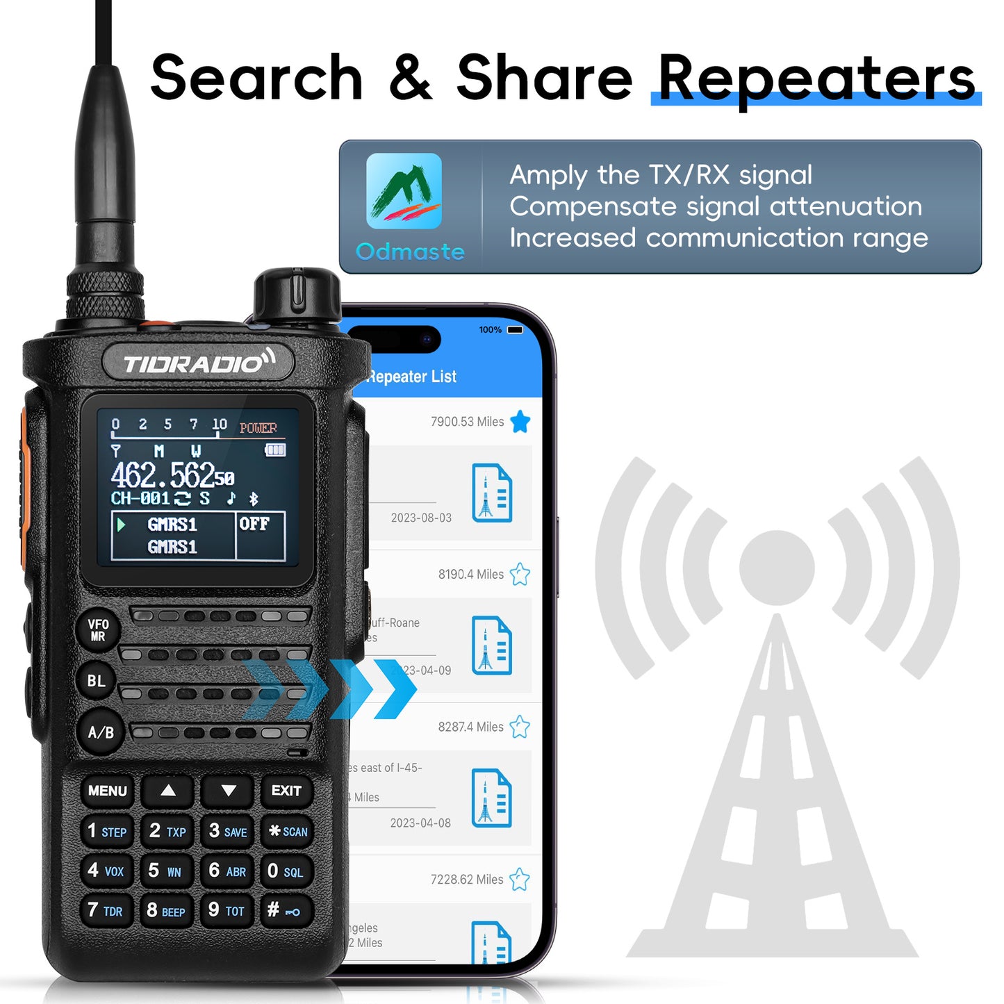 TIDRADIO H8 10Watt Long Range Walkie Talkies - Portable, UHF Two Way Radio with Flashlight for Adults & Outdoor Enthusiasts
