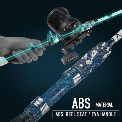 Conventional Reel and Fiberglass Fishing Rod Combo, Medium Heavy for Catfish Angling