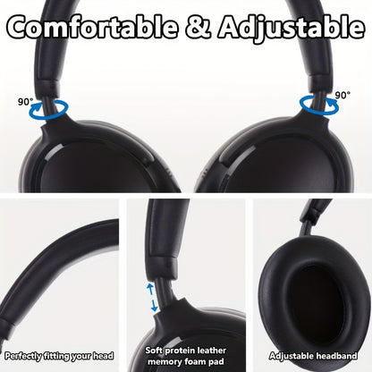 [Over-Ear Wireless Headphones] Over-Ear Wireless Headphones with 40H Playtime, Foldable Design & Built-In Mic - Wireless, USB-C Charging, Comfortable Padded Ear Cups, Lightweight Durable Build, Compatible with PC/Tablet for T