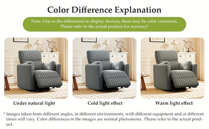 KERDOM 3-in-1 Electric Rocker Recliner Chair with 270° Swivel & Memory Foam, Heavy-Duty Rocking Recliner Sofa Bed with Global Voltage (110-240V), Plug-in Floor Design (No Wood Parts) - Beige/Yellow/Gray