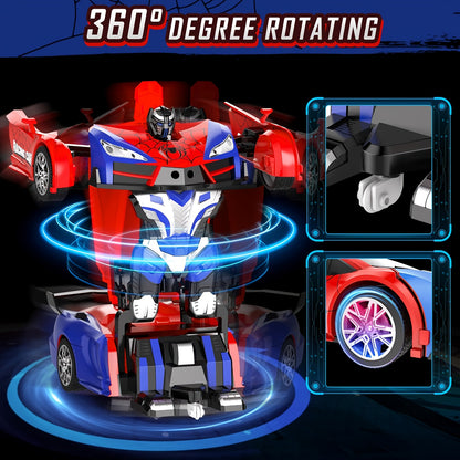 Convert remote control car toys, rechargeable batteries, 2.4GHz remote control car with one-click transformation, fast 360-degree rotating robot - the perfect gift for children