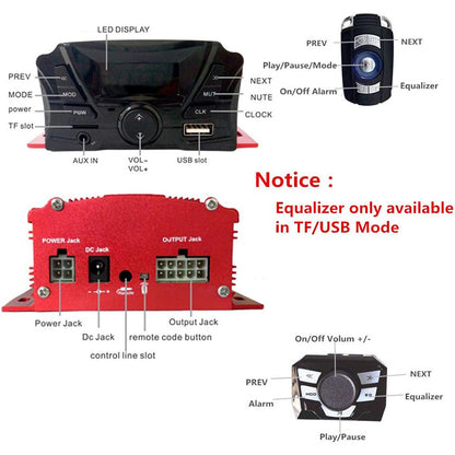 Motorcycle Audio System, 4-Channel High-Power Motorcycle Speaker Set with Anti-Theft Alarm Function, MP3 Stereo Music Player, Audio Amplifier System, Suitable for All-Terrain Vehicles (ATV/UTV)