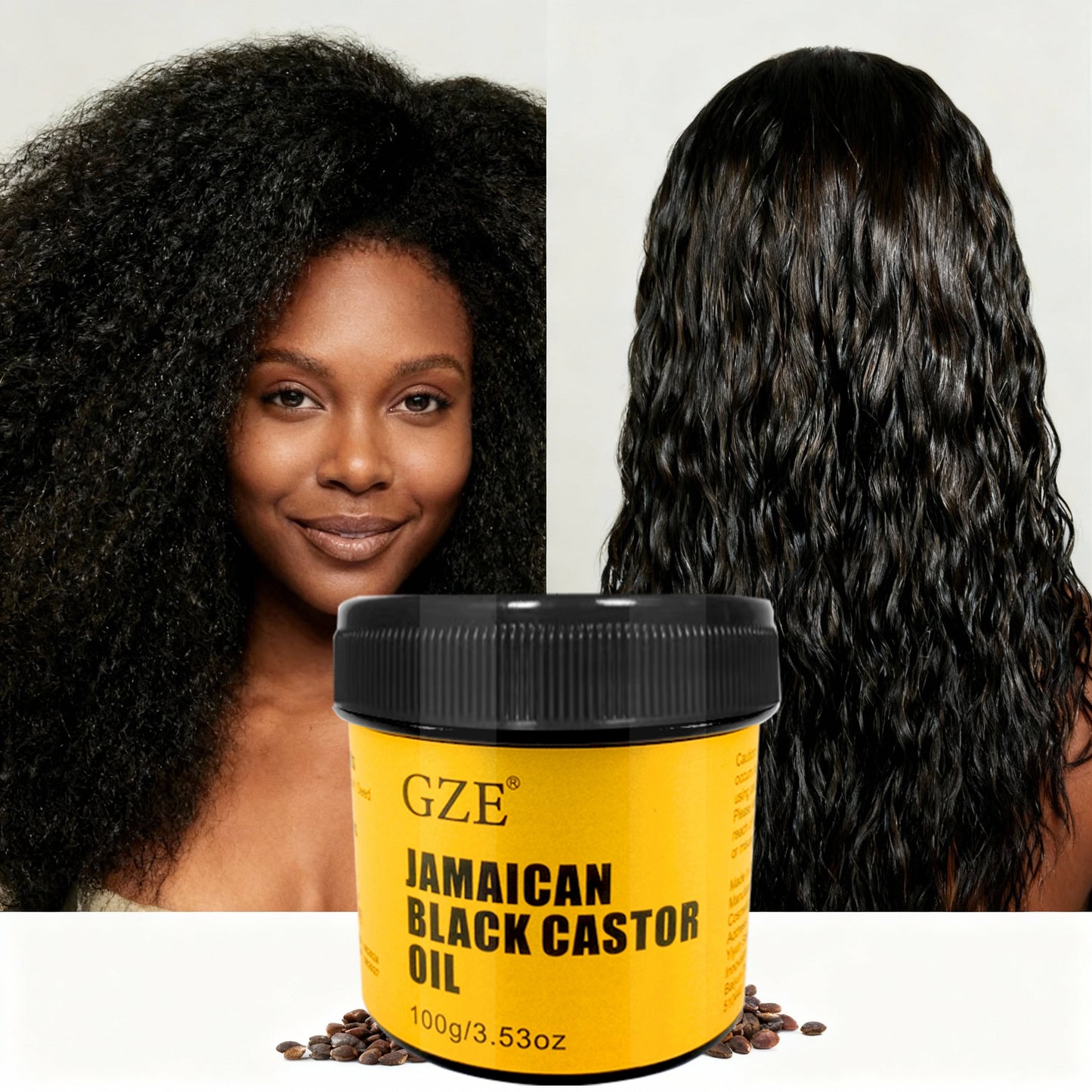 GZE JAMAICAN Black Castor Oil Pure Cold-Pressed for Hair Skin Moisturizing and Scalp Care - Jamaican Castor Oil for Hair, Eyelash and Eyebrow Strong Hair Large Hair Density for Both Hair & Eyelash