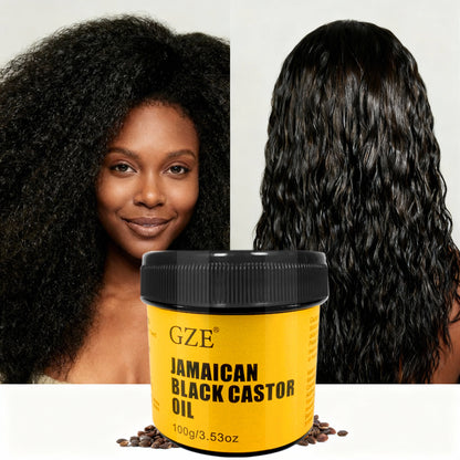 GZE JAMAICAN Black Castor Oil Pure Cold-Pressed for Hair Skin Moisturizing and Scalp Care - Jamaican Castor Oil for Hair, Eyelash and Eyebrow Strong Hair Large Hair Density for Both Hair & Eyelash